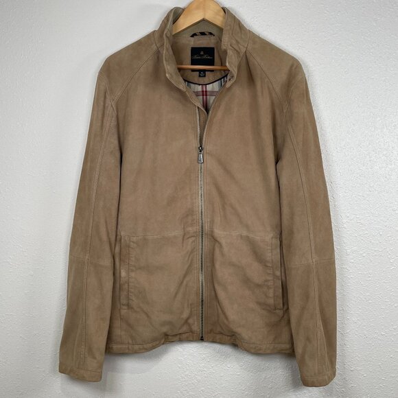 Brooks Brothers Goat Suede Coat Jacket Fall Cotton Plaid Lined Men's XL 185/108B - Picture 1 of 16